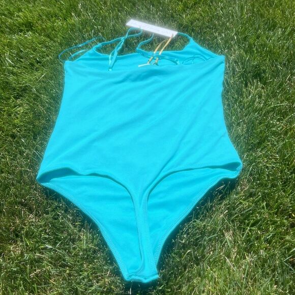 House of Harlow 1960 Bodysuit Teal Green Turquoise Women’s Size NWT Large - Picture 5 of 8